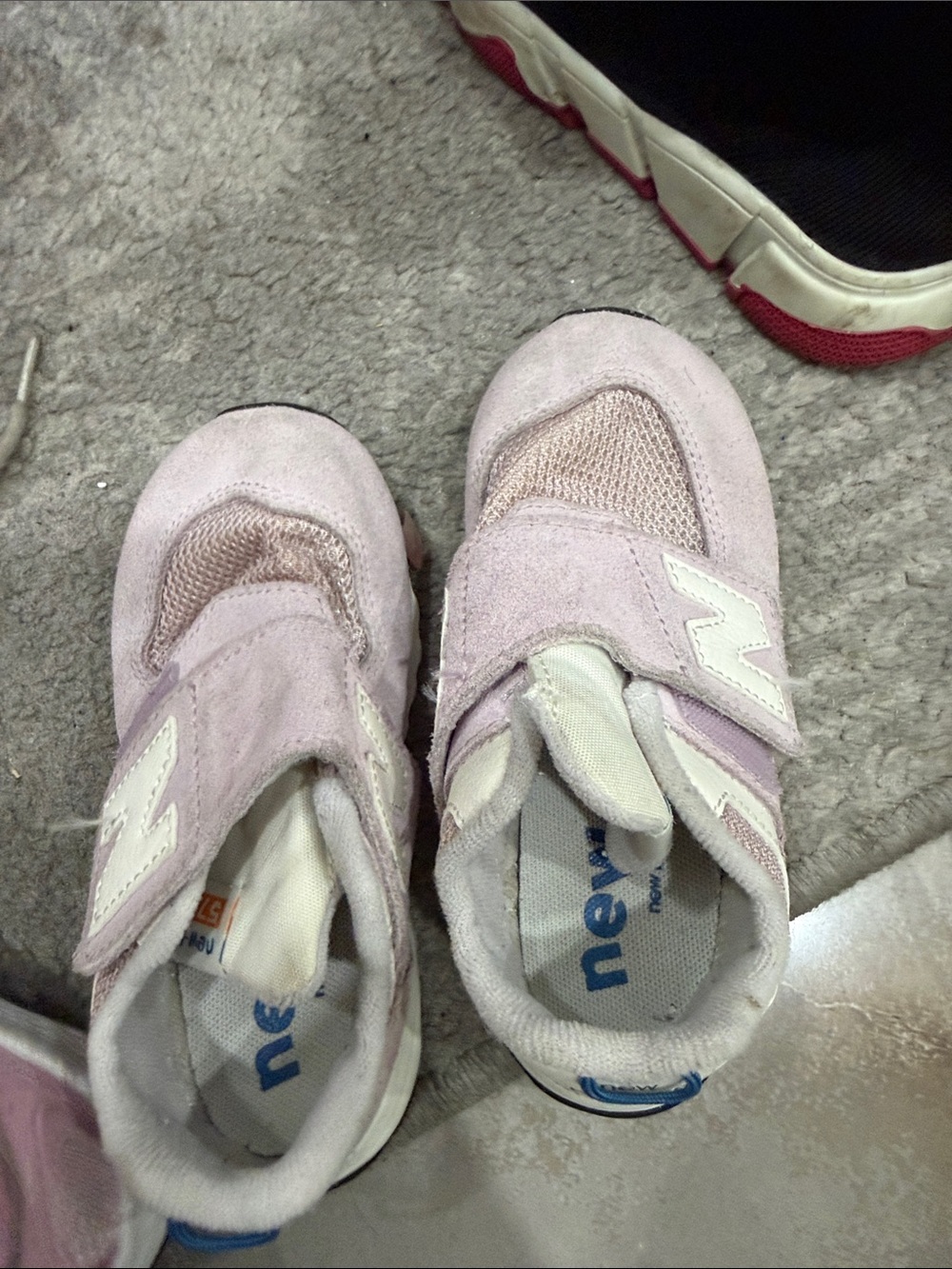 New Balance Light Pink Kids Suede & Mesh Sneakers with Hook-and-Loop Strap